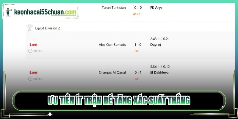 Ưu tiên ít trận để tăng xác suất thắng